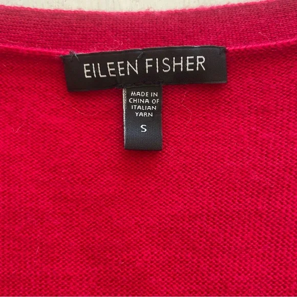 Eileen Fisher Merino Wool Red Cardigan Sweater Long Sleeve Size Small Small Hole - Picture 5 of 6